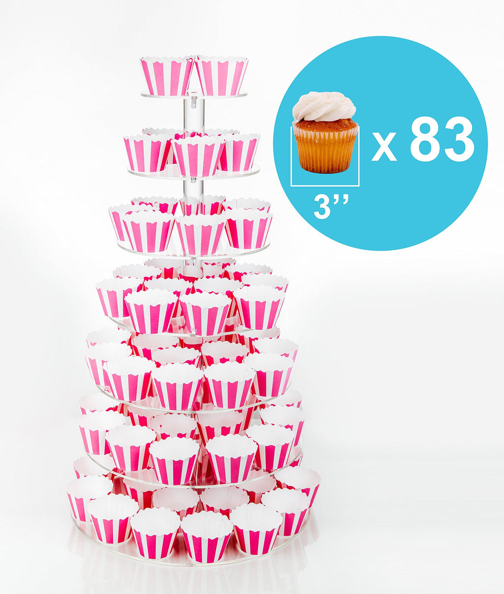 Large 4 Tier Acrylic Round Cake Stand Cupcake Stand Dessert Tower Tea Party Serving Platter, Cupcake Tree Wedding Party Décor, Stand with Rod Feet
