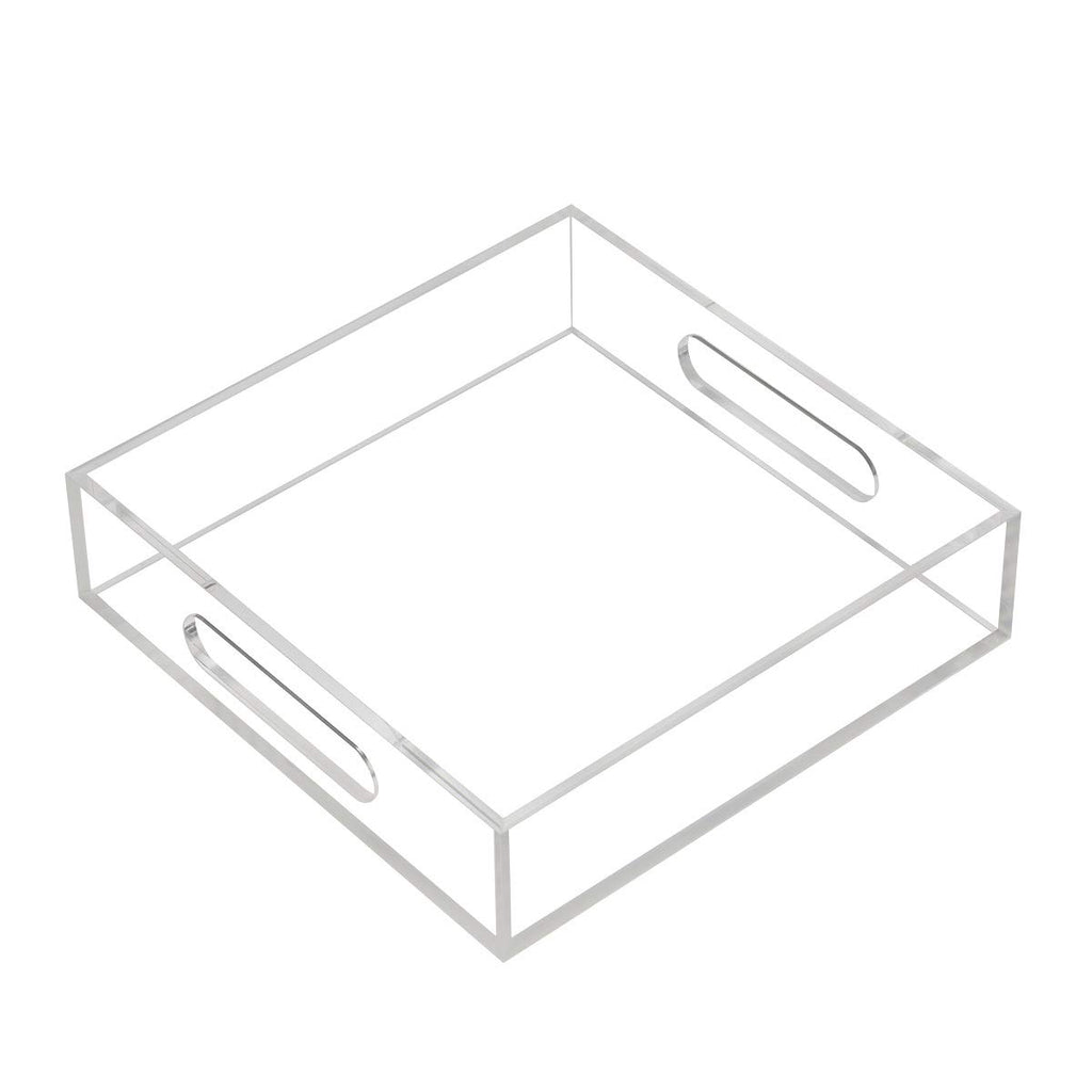 12x16 Inches -Spill Proof  Acrylic Serving Tray   Decorative Tray Organiser for Ottoman Coffee Table Countertop with Handles