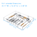 Expandable Kitchen Drawer Organizer for Flatware and Utensils,Clear Acrylic Adjustable Silverware Tray for Drawer,Office,Bathroom Supplies-9 Compartments