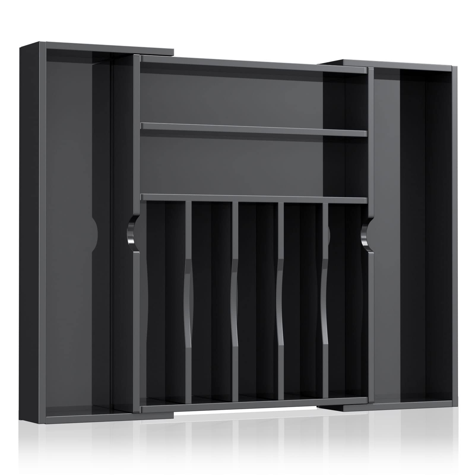 Expandable Kitchen Drawer Organizer for Flatware and Utensils,Clear Acrylic Adjustable Silverware Tray for Drawer,Office,Bathroom Supplies-9 Compartments