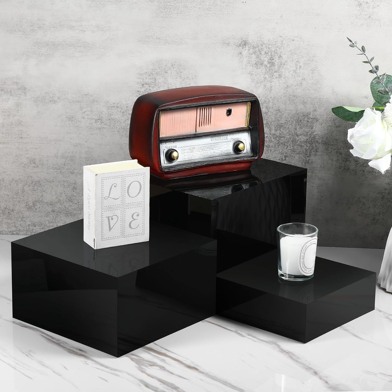 3 Pack Acrylic Display Boxes Cube Riser,Food Risers for Wedding ,Buffet Tables,Jewelry Display,for clothing storage.