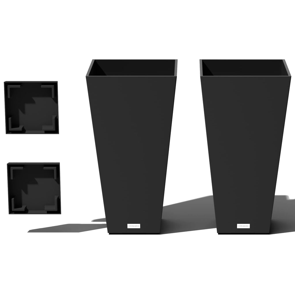 Indoor/Outdoor Taper Planter, Set of 2 (30 inch, Black)