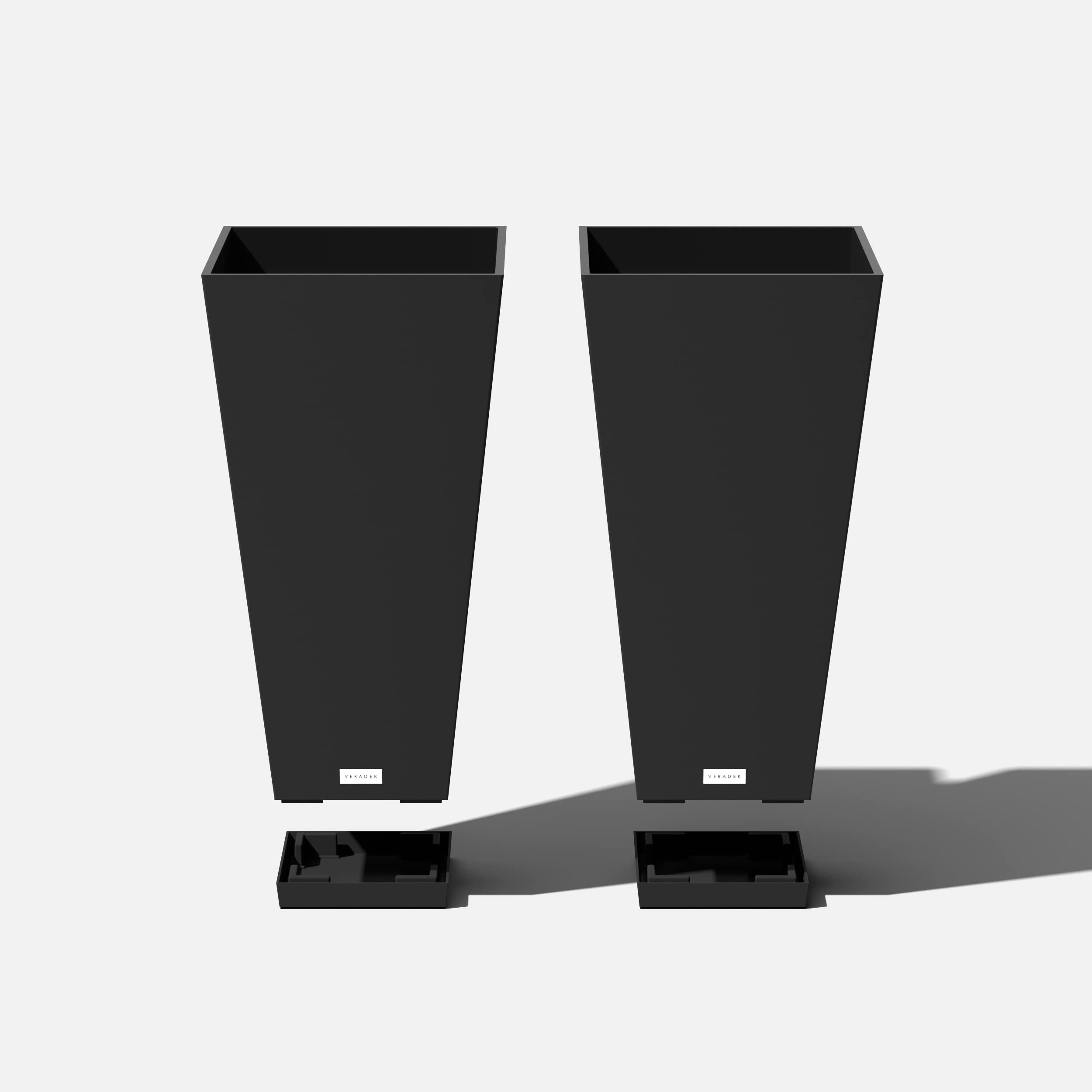 Indoor/Outdoor Taper Planter, Set of 2 (30 inch, Black)