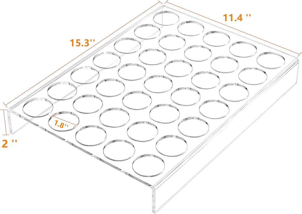 2 Pack of 35 Slots Flat Countertop Coffee Pod Holder K Cup Organizer Tray Clear Acrylic Coffee Pod Organizer for Office and Kitchen Counter or Drawer Compatible With KCup Pods