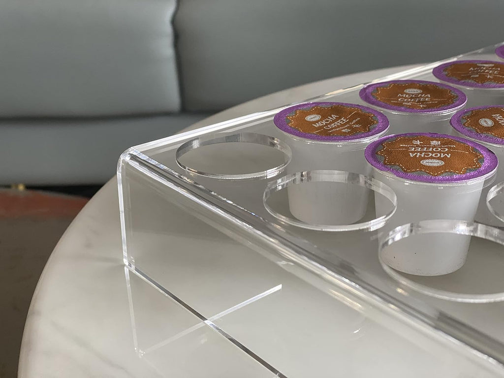 2 Pack of 35 Slots Flat Countertop Coffee Pod Holder K Cup Organizer Tray Clear Acrylic Coffee Pod Organizer for Office and Kitchen Counter or Drawer Compatible With KCup Pods