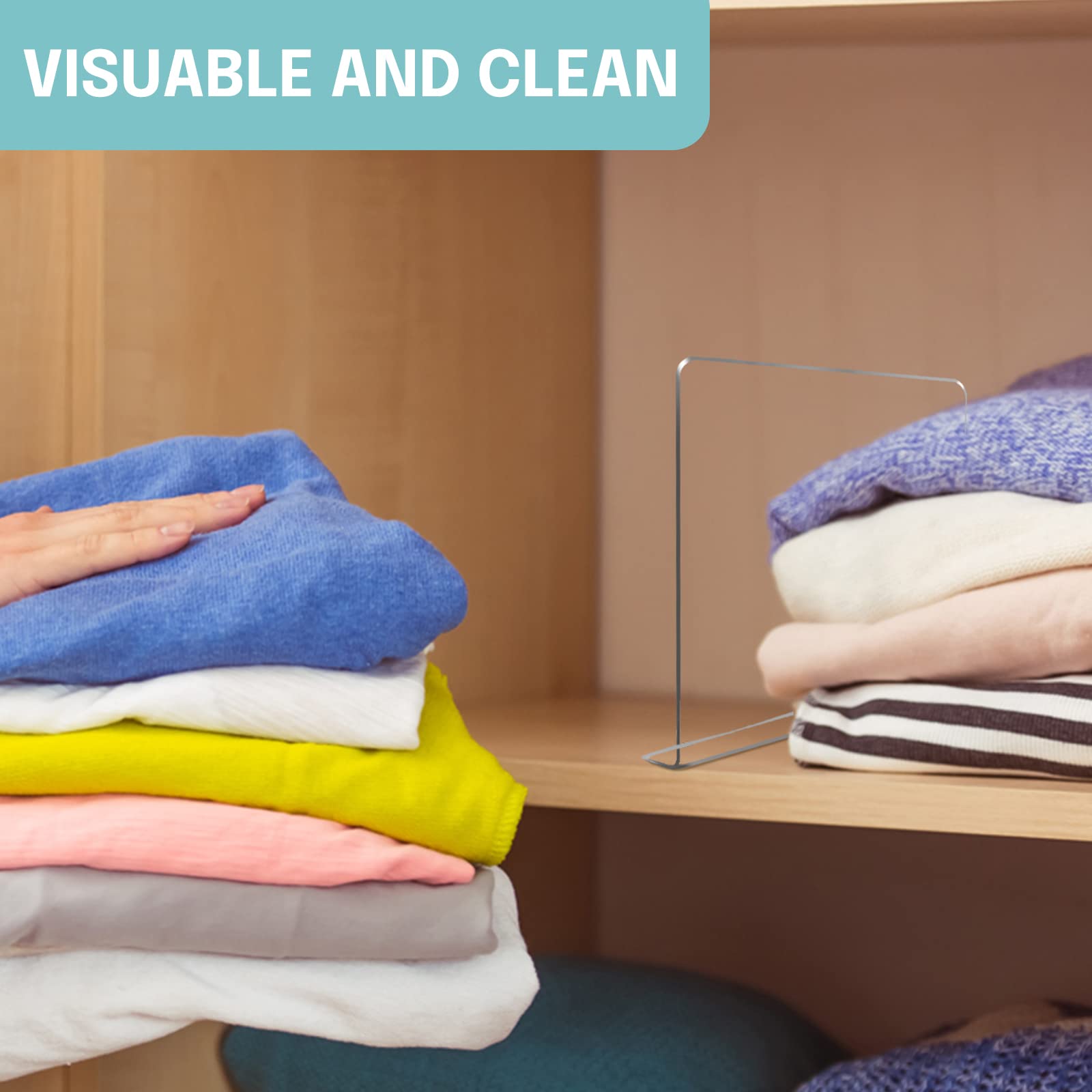 4 PCS Clear  Acrylic Tall Cabinet Shelf Dividers Organizer for Wood Shelves Closets