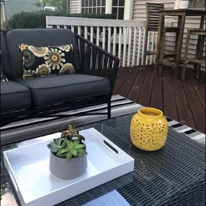 12x16 Inches -Spill Proof  Acrylic Serving Tray   Decorative Tray Organiser for Ottoman Coffee Table Countertop with Handles