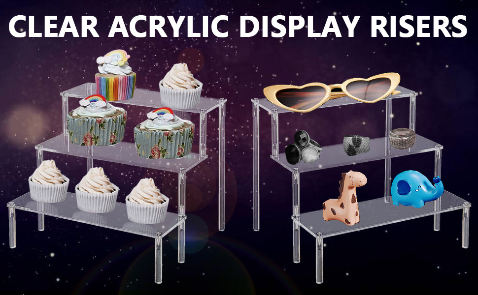 Display Stand Acrylic Riser,Perfume Organizer Clear Display Riser for Cupcake Dessert POP Figures Toy Tier Small Food Stand Risers for Display Makeup Step Cologne Skincare Lotion Cosmetics Fragrance