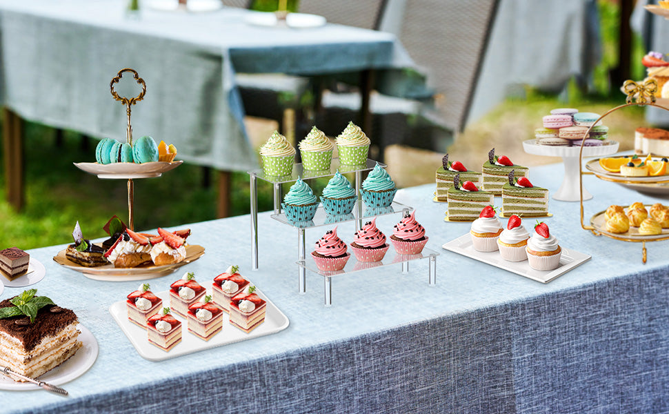 Display Stand Acrylic Riser,Perfume Organizer Clear Display Riser for Cupcake Dessert POP Figures Toy Tier Small Food Stand Risers for Display Makeup Step Cologne Skincare Lotion Cosmetics Fragrance