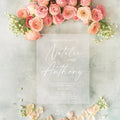 Custom Acrylic Wedding Invitations - Elegant Transparent Design, Personalized with Laser Engraving, Perfect for Weddings, Anniversaries