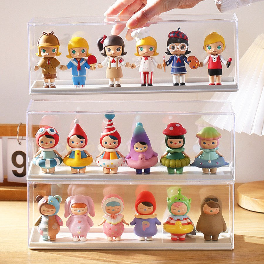 Clear Acrylic Display Case for Mini Desktop Storage Cabinet Organizer for Doll Toy Collectibles, Action Figures, Mini Figurines Dustproof Protection