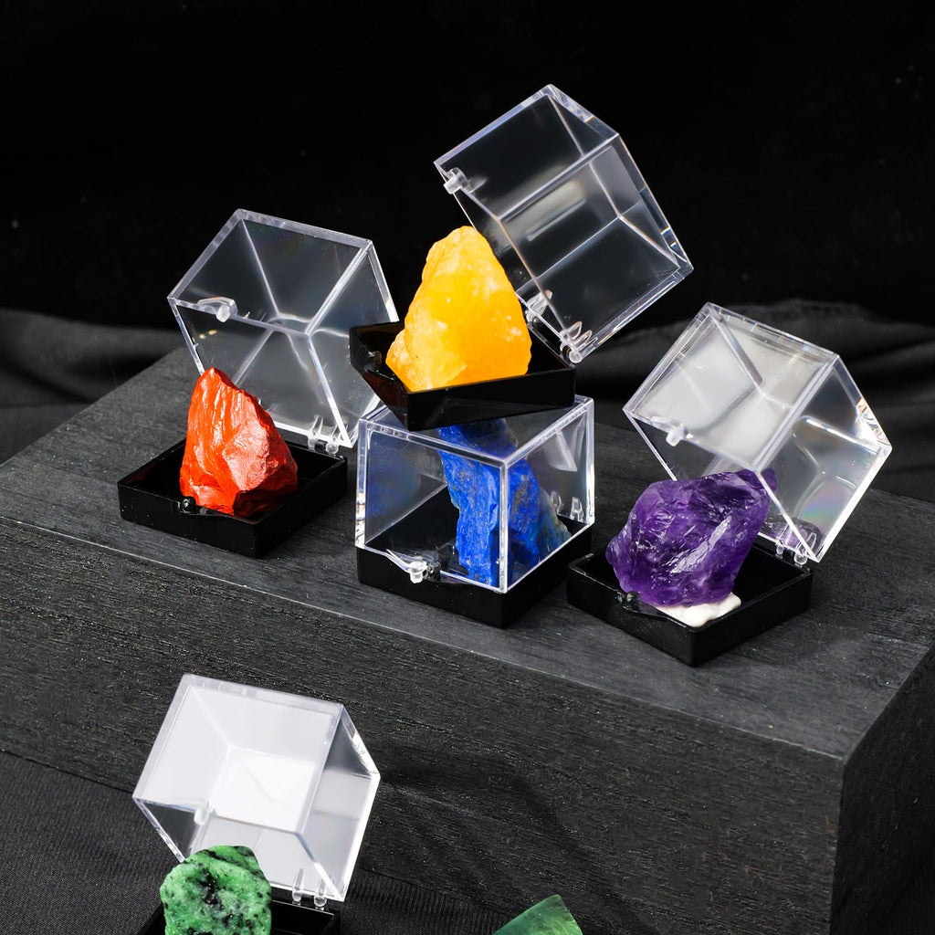 12pcs Mineral Standard Display Box Display Shelves Packing Collectible Pad Organizers Single Cupcake Boxes Asian Mineral Specimen Storage Bulb Containers with Lids Stash Plastic acrylic