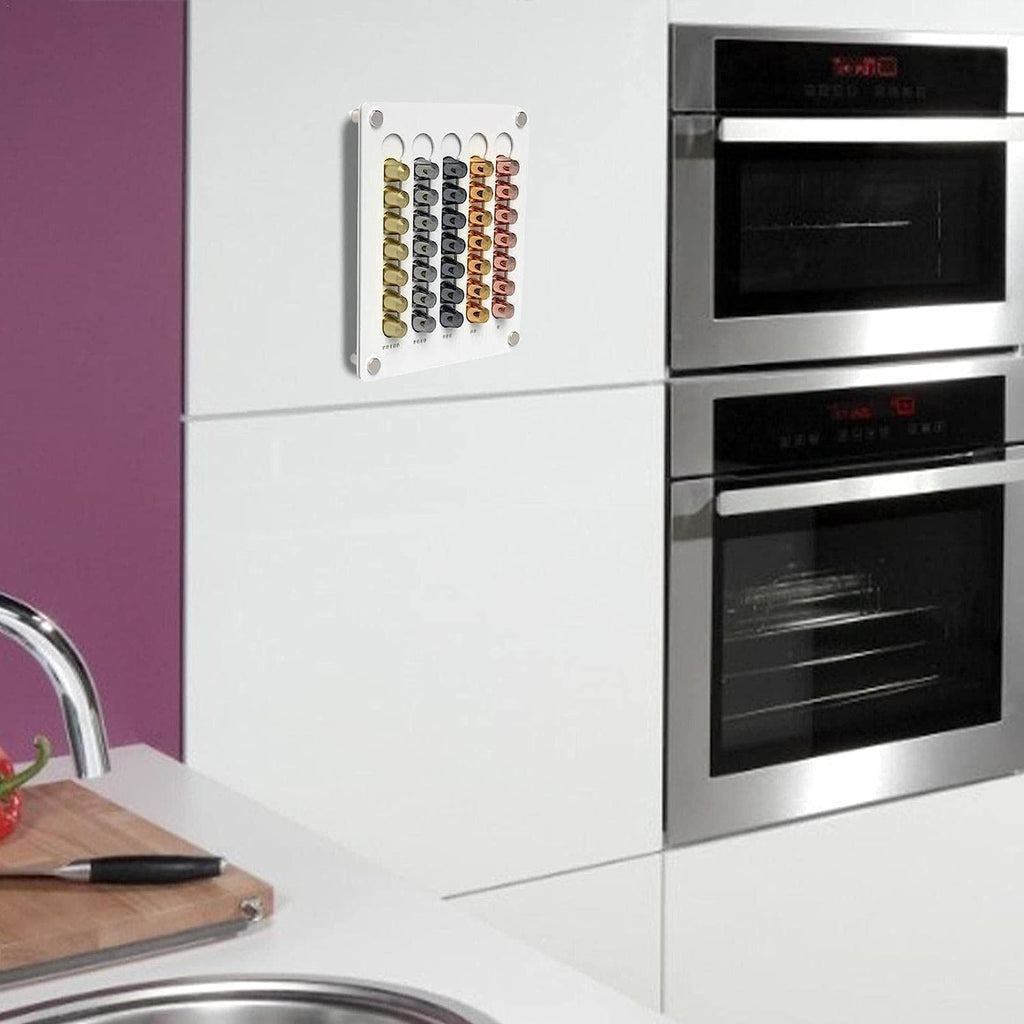 Coffee Pad Holder Wall | Acrylic Coffee Capsule Holder for 35 Capsules | Capsule Storage Capsule Dispenser Compatible with Universal Capsules