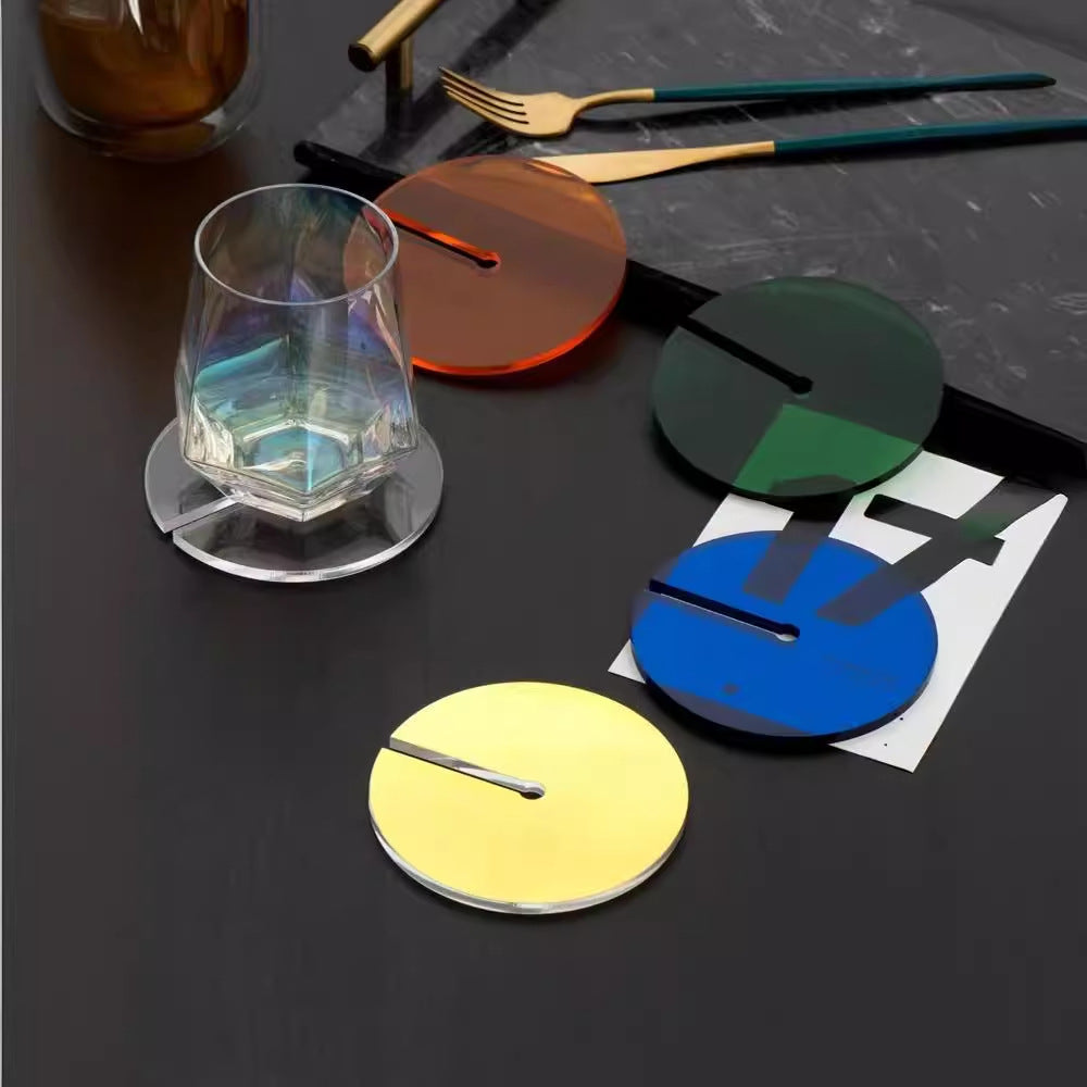 3.9 inch Creative Acrylic Rainbow Coasters, Coffee Tea Drink Mug Pads Bar Restaurant Shooting Props Cup Mat