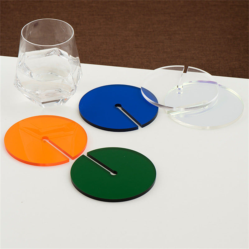 3.9 inch Creative Acrylic Rainbow Coasters, Coffee Tea Drink Mug Pads Bar Restaurant Shooting Props Cup Mat